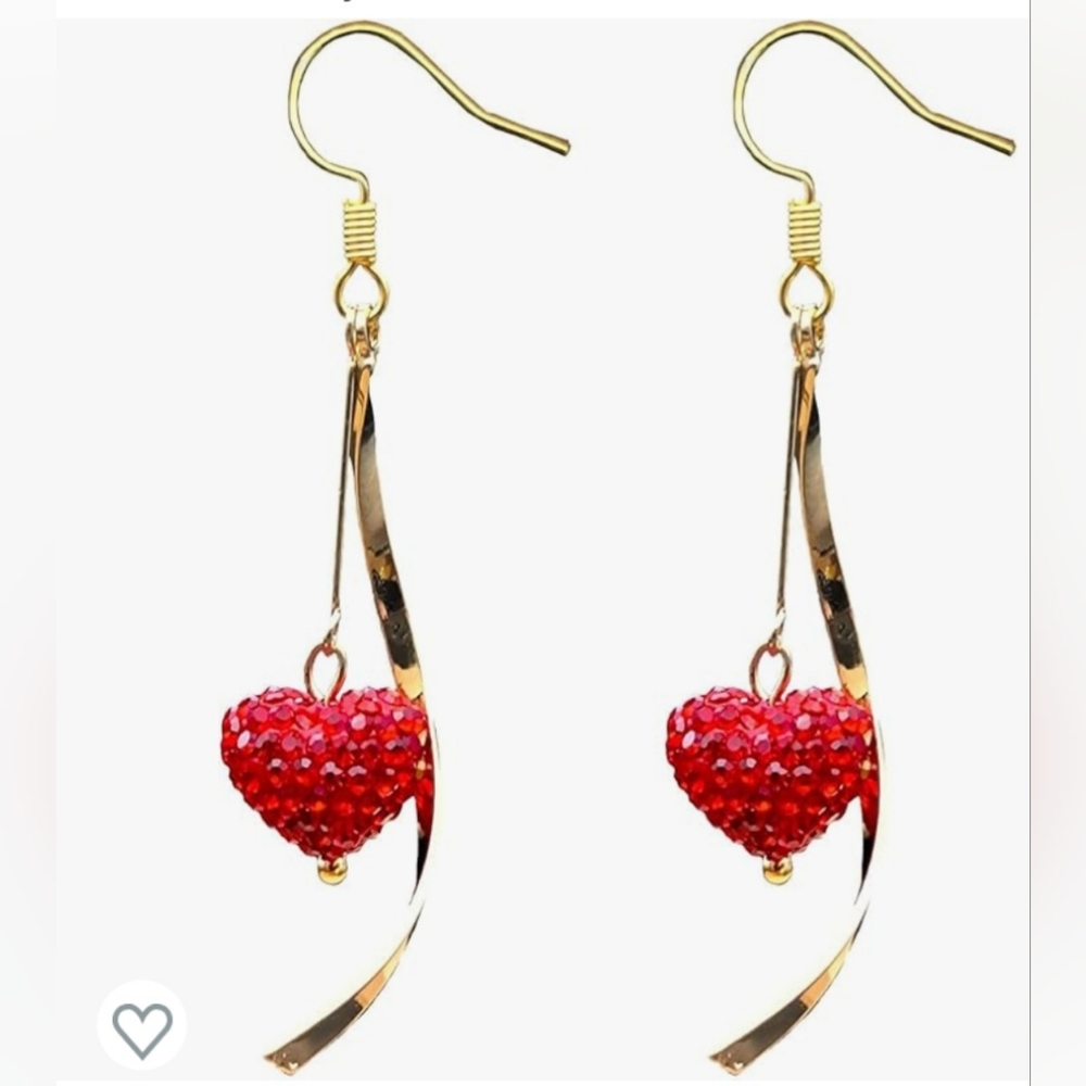 Red heart dangle earrings